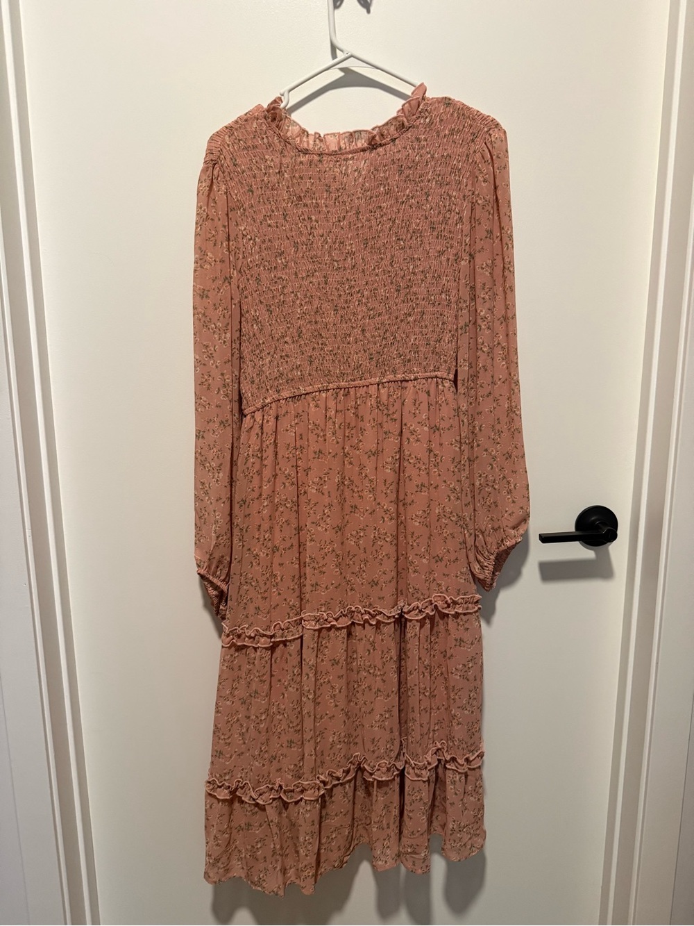 Petal & Pup Dusty Rose Floral Smocked Long Sleeve Midi Dress
